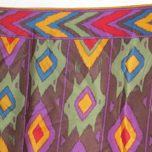 Albert Nipon brown square silk scarf with southwestern print - Picture 3 of 3